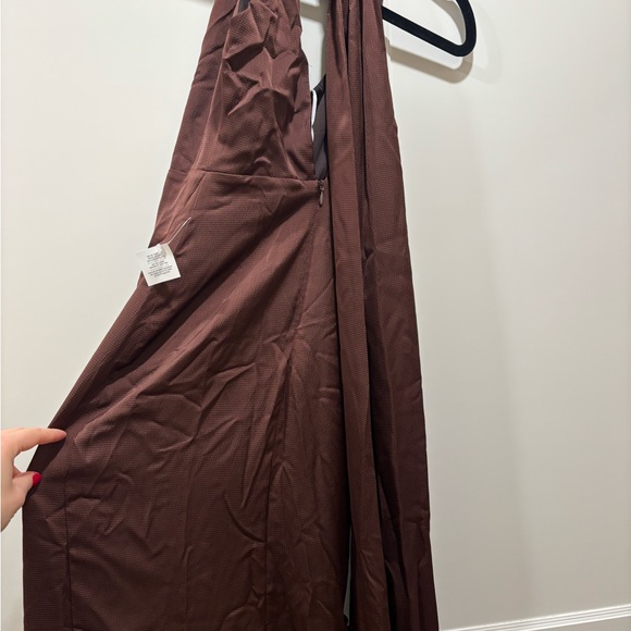 Sold Out! Luna One-Shoulder Brown Evening Dress with Drape Detai - Picture 2 of 3